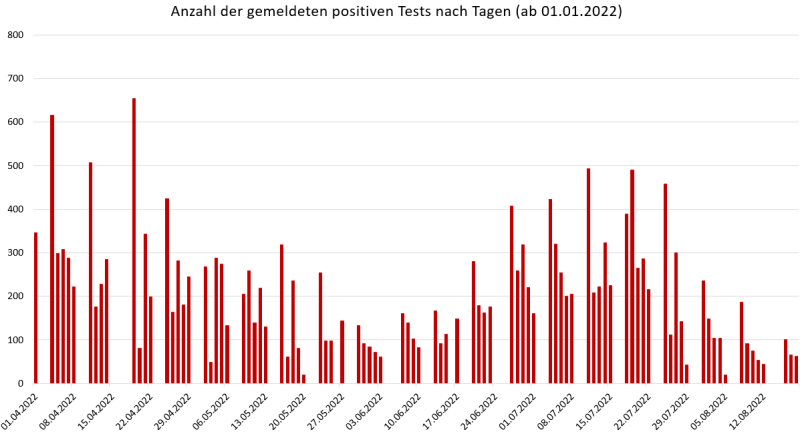 Anzahl der positiven Test im Landkreis Erding