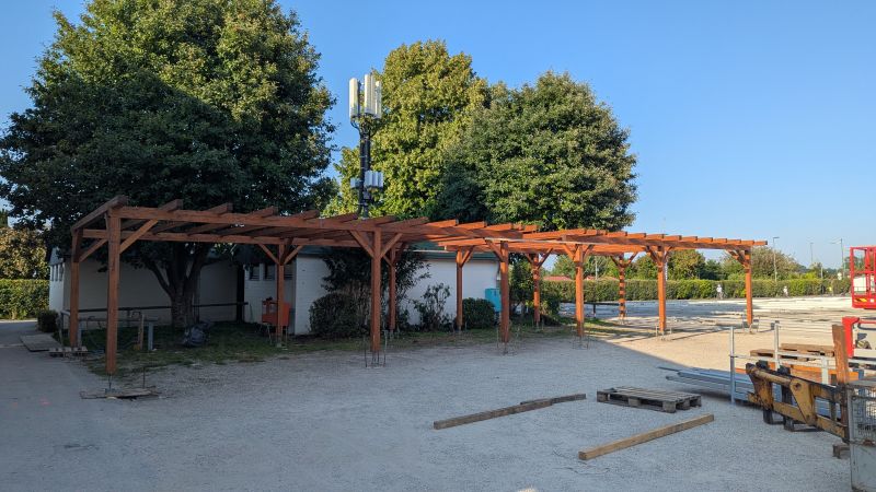 Biergarten Erdinger Weißbräuzelt - Aufbau