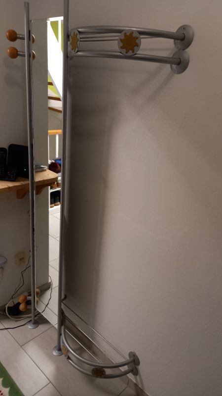 Metall-Garderobe mit Spiegel, 3-teilig, 180cm x 80cm x 23cm