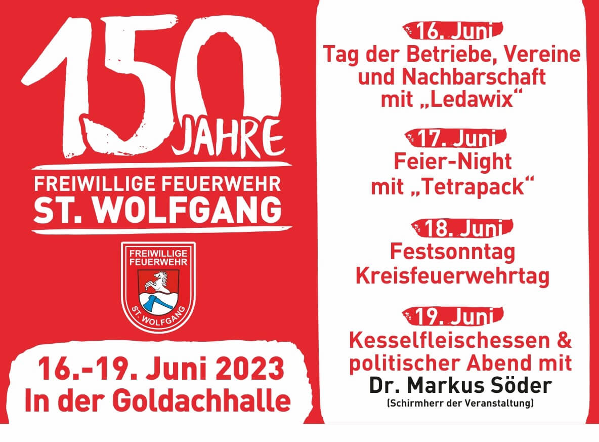 Flyer zum Gründungsfest der Freiwilligen Feuerwehr in St. Wolfgang