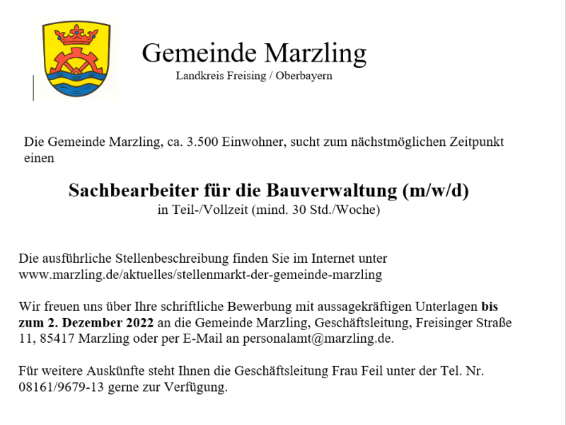 <a href="https://www.marzling.de/aktuelles/stellenmarkt-der-gemeinde-marzling" target="_blank">mehr Informationen...</a>