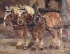 Gespann für´s Volksfest geschmückt......... Öl auf HOlz, um 1950